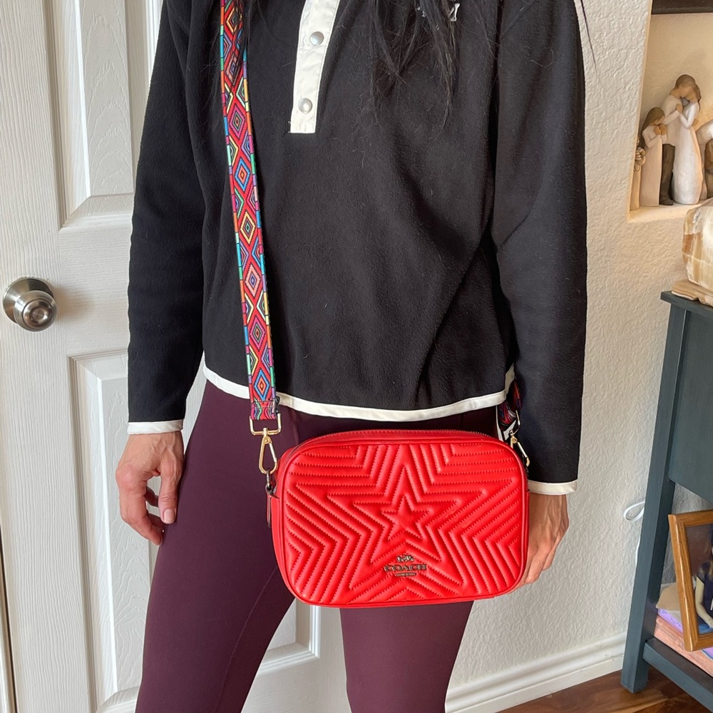 Red Star Quilted Crossbody Bag